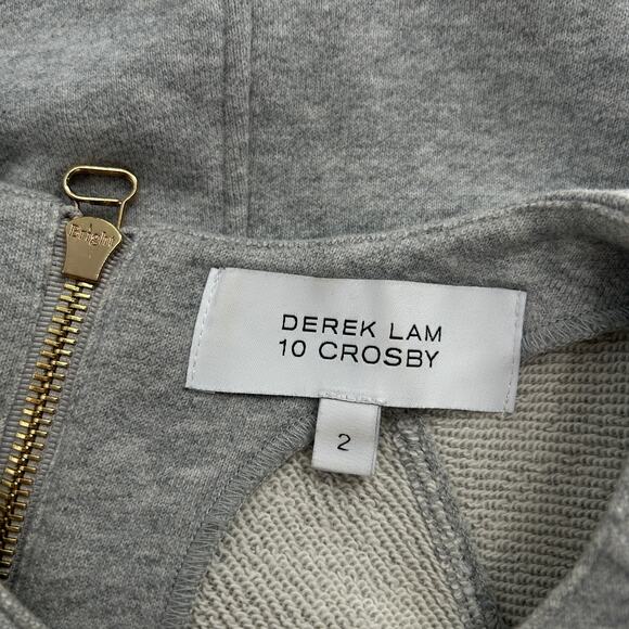DEREK LAM 10 CROSBY Sweatshirt Dress Top Womens 2 Grey Tunic Shirt Preppy Casual - Picture 6 of 7